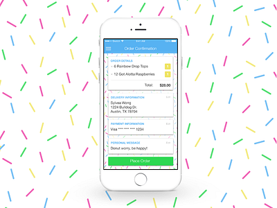 Rainbow Drop Tops app confirm ios mobile order ui ux