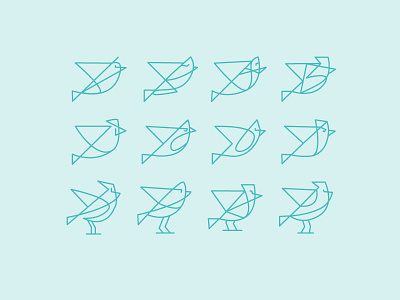 Flockin' Around animal bird birds geometric gig icon icons illustration line logo poster series