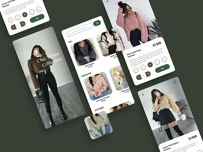 Fashion E-commerce Mobile App clean concept creative dailyui design ecommerce fashion figma graphic graphic design green interface ios mobile mobile app modern type typography ui ux