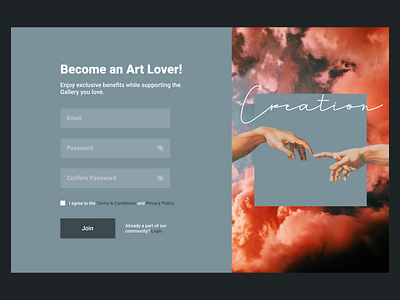 Subscription Page for Art Gallery art artwork blue clean color concept creative dailyui design figma graphic graphic design interface photoshop simple type typography ui ux web