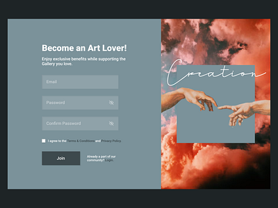 Subscription Page for Art Gallery