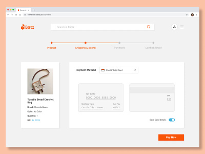 Daraz.pk Payment WebPage blue clean color concept creative dailyui design figma graphic graphic design interface modern orange simple typography ui ux web web page website
