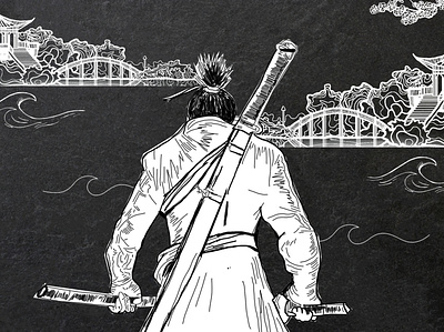 The Last Samurai art black and whire concept design drawing fighter illustration japan japanese katana legend myths samurai story storyteller sword warrior