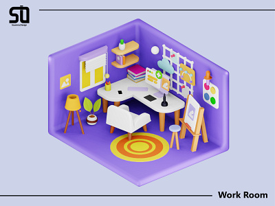 Work Room 3d design graphic design illustration illustrator instagram photoshop