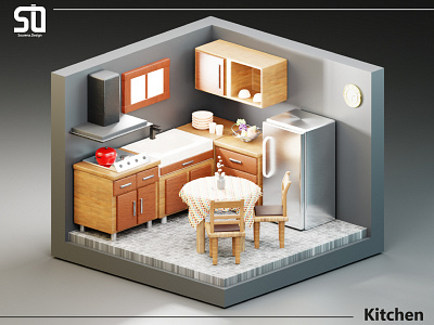 Kitchen 3d 3droom blender] design graphic design illustration illustrator instagram photoshop