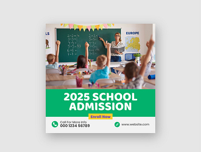 School Admission Social Media Instagram Post Template admission ads back to school banner branding campaign class college design facebook post graphic design instagram post kids learning primary scholarship social media banner social media post student study