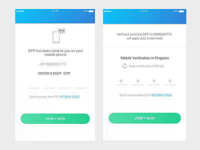 Otp mobile app design mobile app experience mobile otp otp password sms alert verification