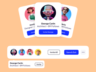Inviting the gang 😎 UI styles for cards, inviting friends illustration ui design ux