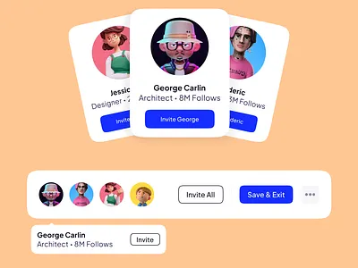 Inviting the gang 😎 UI styles for cards, inviting friends illustration ui design ux