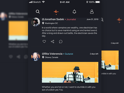 Dark UI Social App dark dark ui social ui