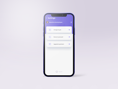 App Settings page buttons colors purple ux