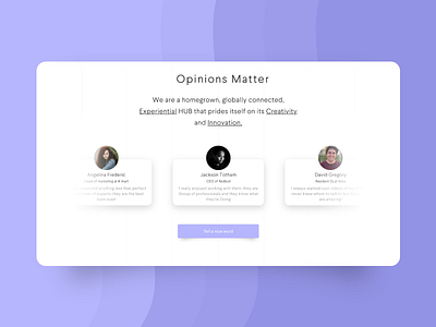 Website Testimonials UI color light people purple