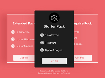 Pricing table UI design features prototype red ui ux