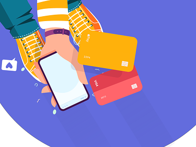 Illustration for banking app applepay green illustration illustrations orange payments visa yellow