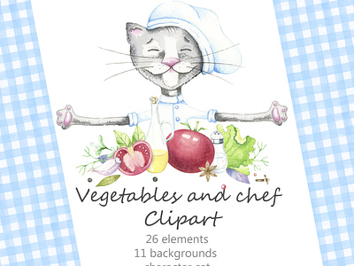 Cat chef Clipart design illustration logo