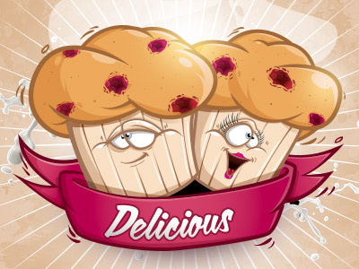 Delicious raspberry muffins cybe cybirds delicious illustration muffins raspberry recipe