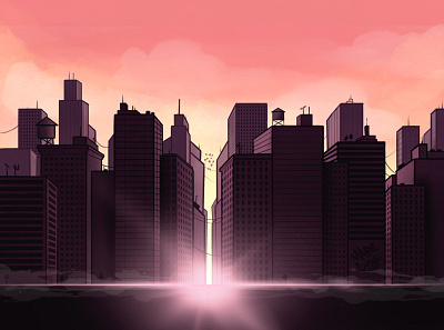 City Background cybe cybirds digitalart illustration procreate