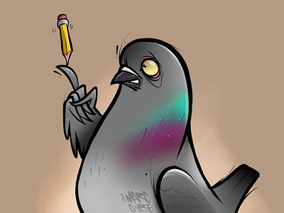 Pencil 1 character cybe cybirds digital illustration procreate