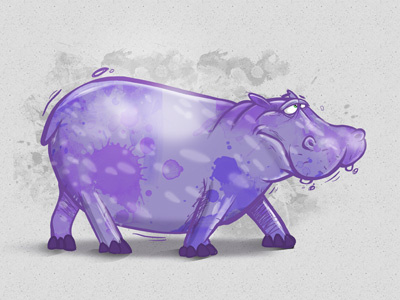 Hippo character cybe cybirds hippo illustrator photoshop purple