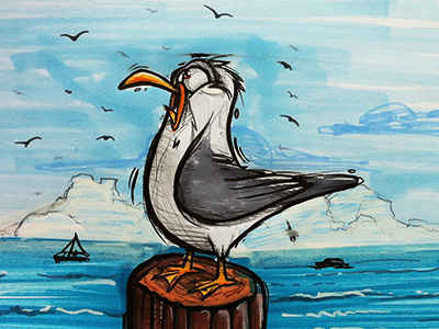 Seagull bird character cybe cybirds illustration seagull sketch