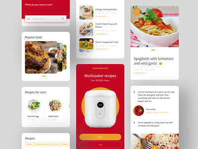 Multicooker recipes app aplication app cook cooking design ui ux