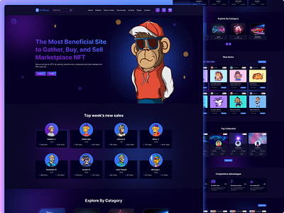 NFT Landing Page Design app design figma landing page nft ui uiux ux webdesign
