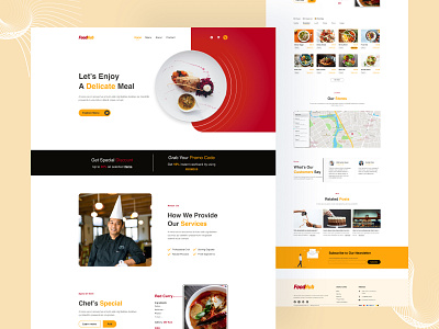 Foodhub - Landing Page android food landing page foodshop design foodstore design graphic design landing page store landing page ui ui design ux ux design webpage design website design