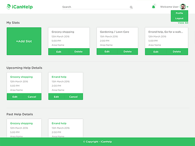 Icanhelp Dashboard Design