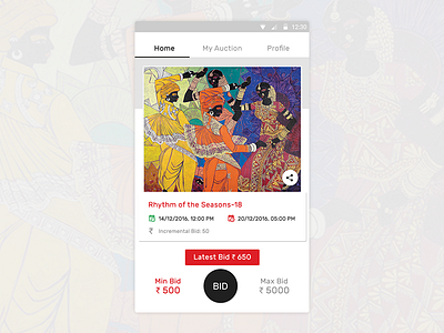 Asian Art Gallery Auction App apps arts bid gallery mobile ui ux