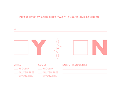 Y or N RSVP checkboxes futura rsvp wedding