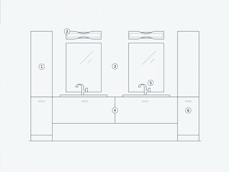 Kitchen & Bath Vignettes diagram fixtures geometric line art store design vignette
