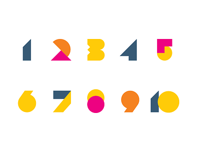 Table Numbers color block geometric numerals
