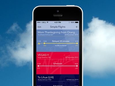 Simple Flights Detail airline airport delay flight ios7 status