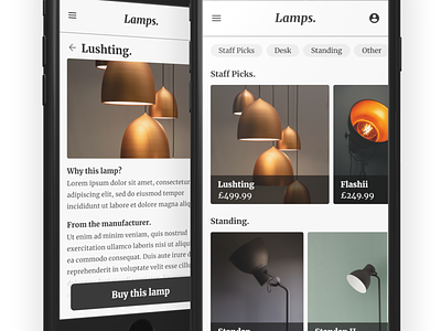 Lamps. – a lamp shopping app ios iphone mobile mobile app mobile design mobile ui shopping shopping app ui visual design
