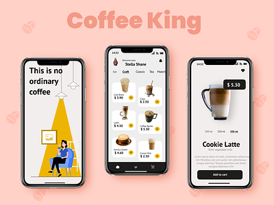 Coffee King(Mobile App) app branding design icon illustration logo typography ui ux vector