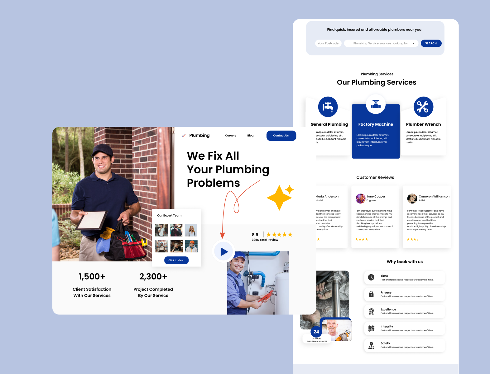 Plumber Landing Page by Ayushi Niranjan on Dribbble