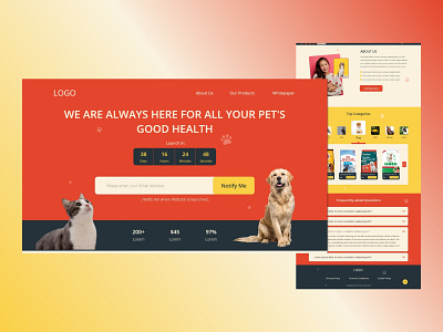 Pet Food Shop Webpage (Coming Soon) branding coming soon countdown timer design graphic design icon landing page online shop pet shop typography ui ux vector webpage