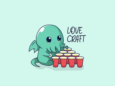 Lovecraft Beerpong beer beerpong cartoon cthulhu cup horror illustration lovecraft