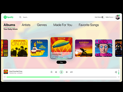 Spotify macOS app Re-Design animation app dark mode design light mode music redesign spotify ui