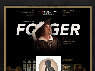 Folger Shakespeare Library homepage theatre ui