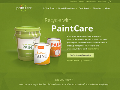 Paintcare green homepage paint paintcare ui website
