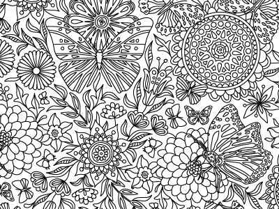 Butterflies colouring pages for Keisercraft adobe illustrator adult coloring adult coloring book adult coloring books black and white butterflies coloring colouring drawing flowers illustration linework