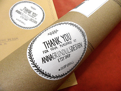 Packaging tags for AnnaGrundulsDesign Etsy Shop branding etsy font hand lettering handdrawn font lettering packaging shop shopsmall sticker thank you card