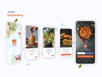 Onboarding screen of Myfoodpad recipe app app design design figma mockups ui ui design ui ux visual design