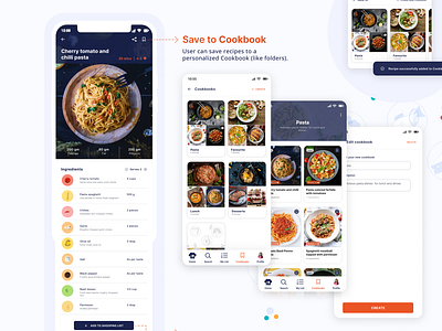 Cookbook feature of Myfoodpad recipe app