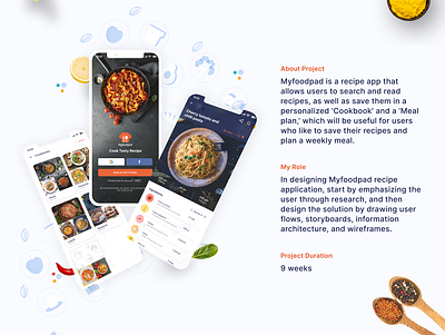 Myfoodpad recipe app design app design design figma illustration mockups ui ui design ui ux visual designs