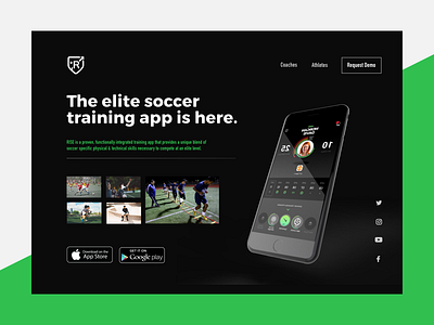 Rise Landing Page app landing page mobile promo videos sport
