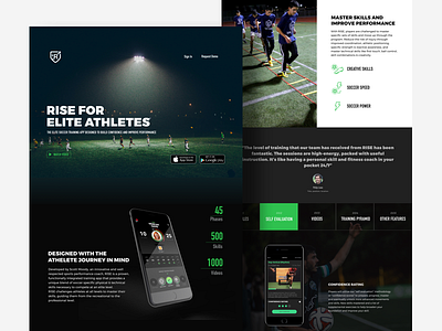 Rise landing page responsive rise soccer sports website
