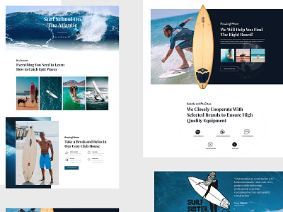 Surfing School Landing Page agency blog business corporate creative illustration landing page psd surfing template website website design