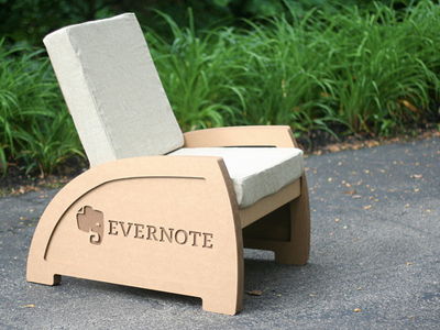 Thinking Chair (For Evernote) cardboard chair conventions corrugated daap elephant evernote id industrial logo product uc